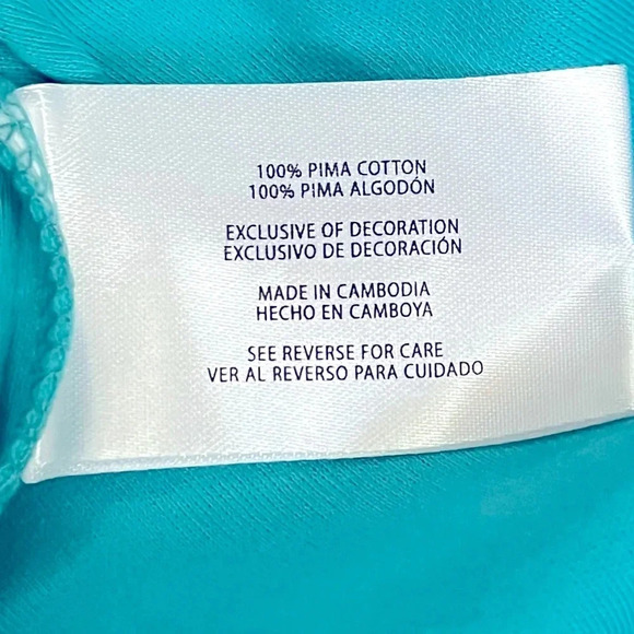 Eddie Bauer Short Sleeve V Neck Cotton Shirt Top Womens Small‎ Turquoise NWT - Picture 10 of 10
